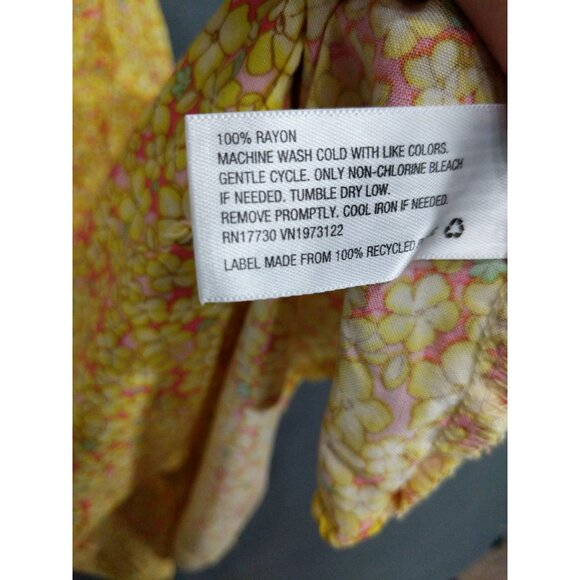 WILD‎ FABLE Womens Dress Large Yellow Floral Tie-Front Fit & Flare Woven Slits - Picture 9 of 11